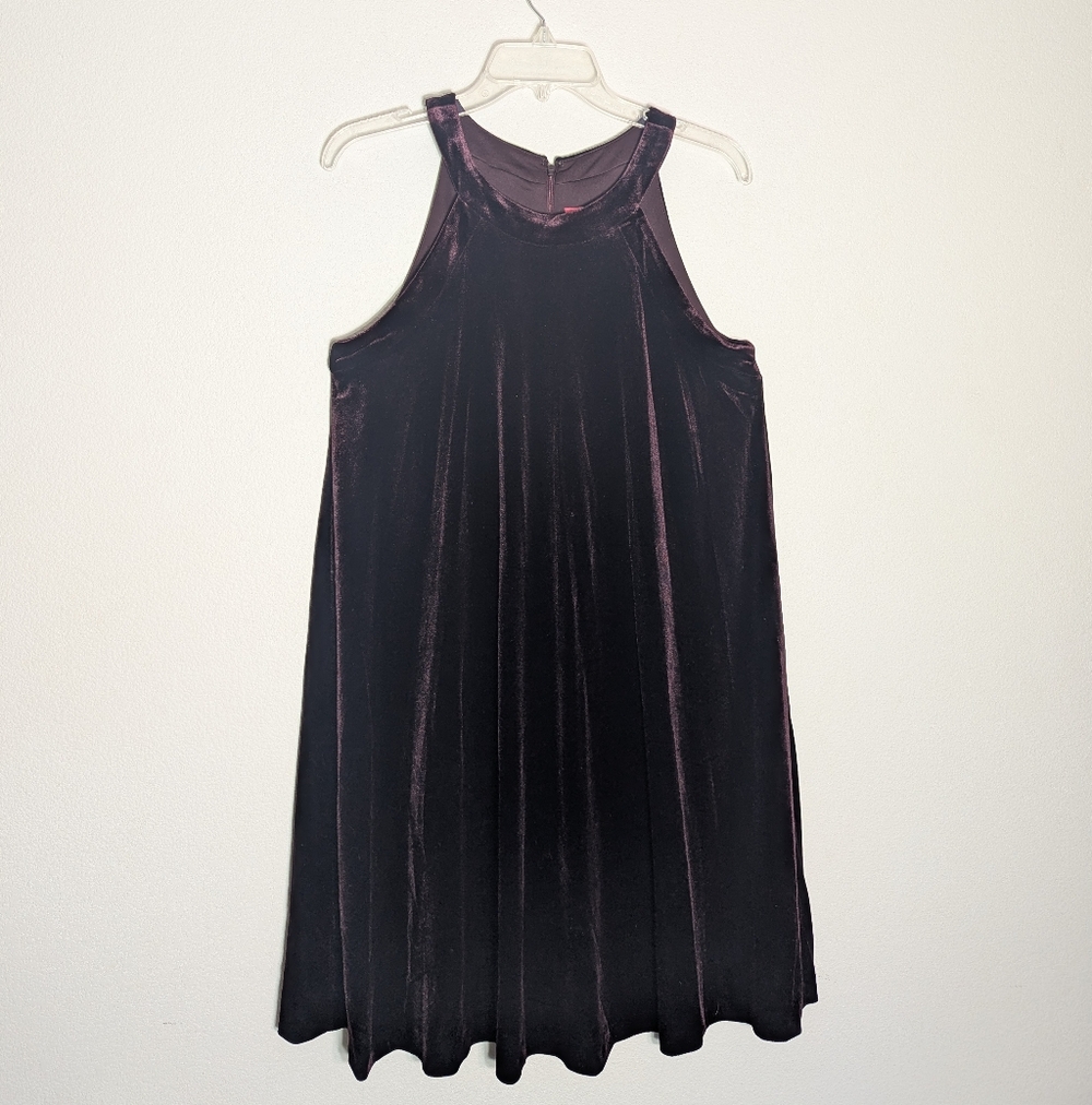 Betsey Johnson Womens Dress Crimson Velvet Whimsigoth Witchy Purple Halter sz 10
